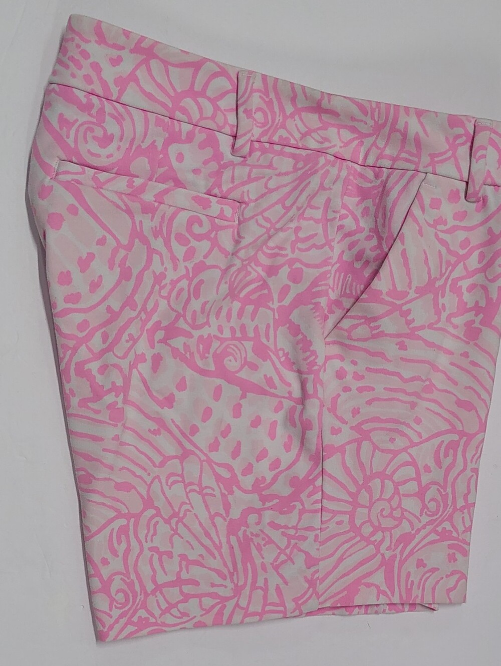 Lilly Pulitzer Jayne Knit Shorts Pelican Pink Sea Cup 7" Resort Relaxed Fit Sz 6